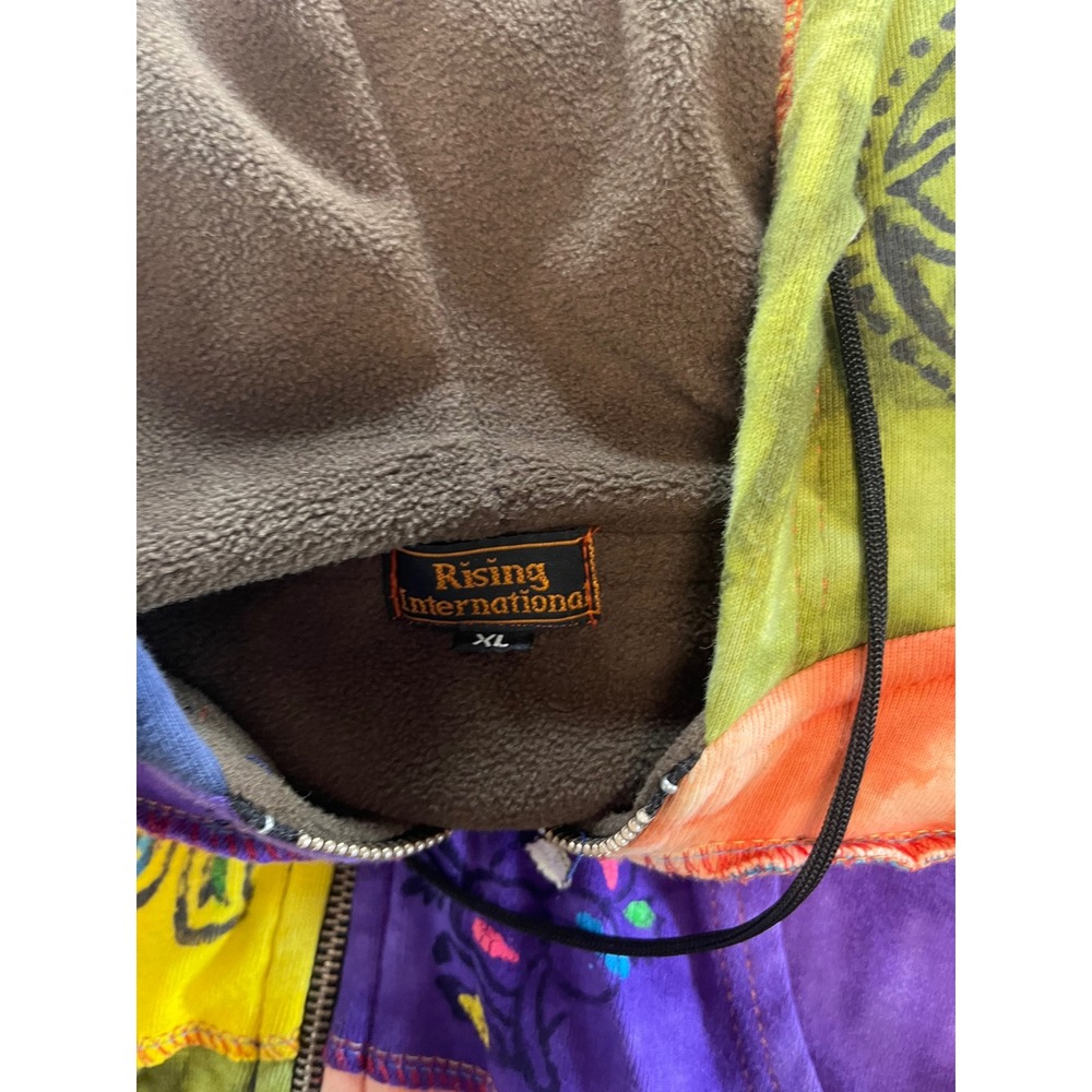 Rising International XL Patchwork Hoodie Jacket‎ Long Sleeve Festival Boho - Picture 7 of 7